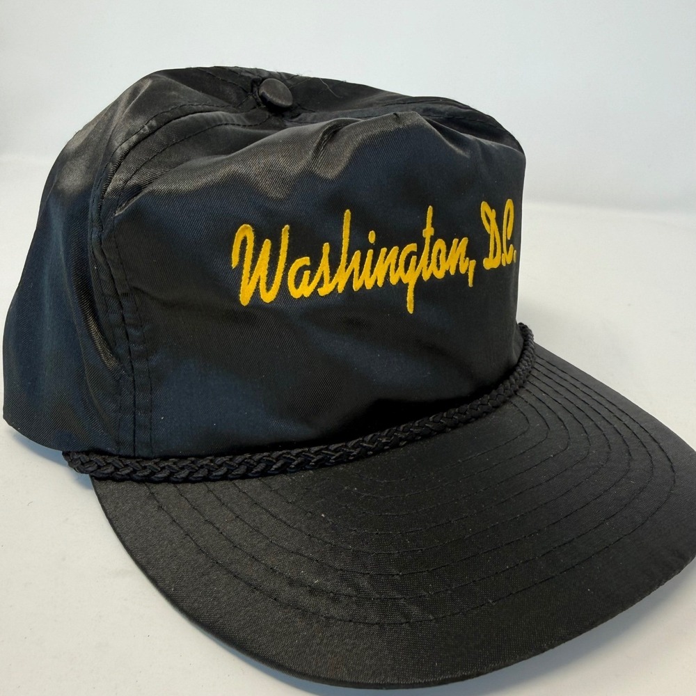 Vintage Otto Cap Washington DC Snapback Hat Black Nylon Rope Trucker Cap Mens